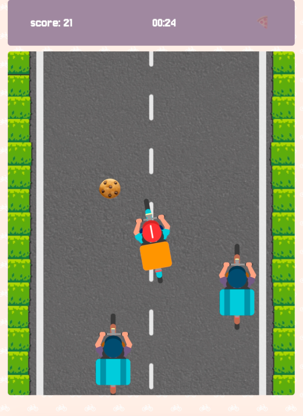 Slice Rider — mid play, collecting a cookie